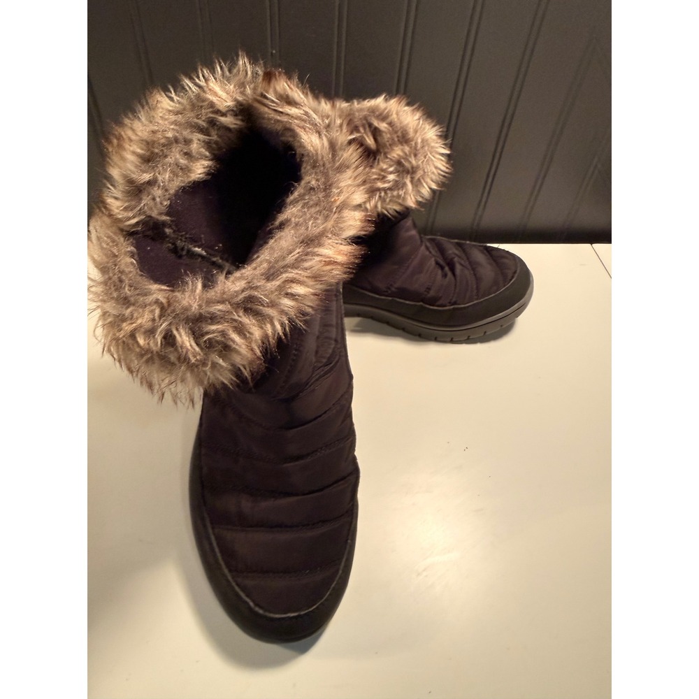 Ryka Suzy Womens Winter Boots Black Faux Fur Quilted Ankle Booties 8.5W